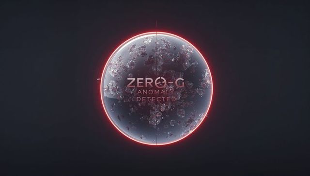 Translucent orb hud detecting zero-g anomaly neon holographic space display