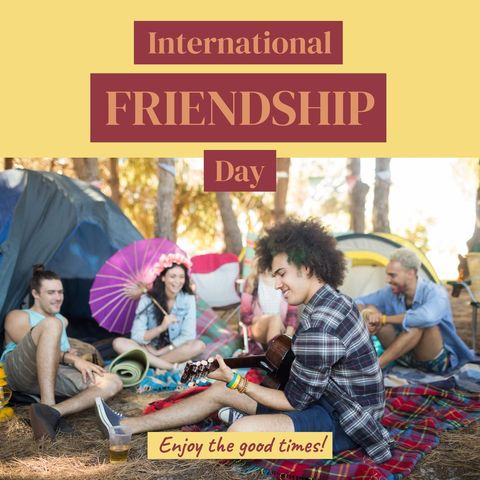 Diverse friends relaxing at festival for international friendship day