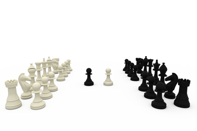 Transparent Black and White Chess Pieces Arranged for Battle - Download Free Stock Videos Pikwizard.com