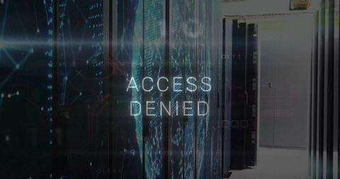 Access Denied in Neon-Lit Data Center: Cyber Security Threat