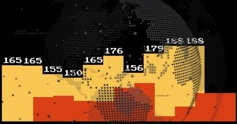 futuristic data visualization with globes and numeric bars - Download Free Stock Images Pikwizard.com