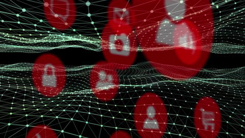 Abstract Digital Network Security Animation with Interface Icons