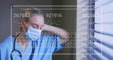 Nurse Analyzing Health Data with Futuristic Interface