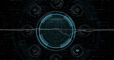 Digital Fingerprint Scanning Over Security Icons Concept - Download Free Stock Images Pikwizard.com