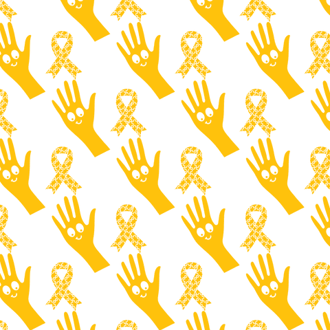 Yellow Happy Hands and Awareness Ribbons on Transparent Background