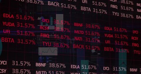 Financial data analysis digital interface with global stocks