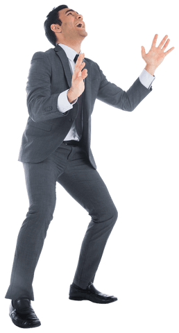 Triumphant biracial businessman celebrating transparent background