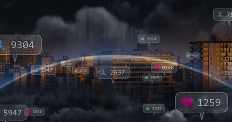 Global connection in urban digital network concept illustration