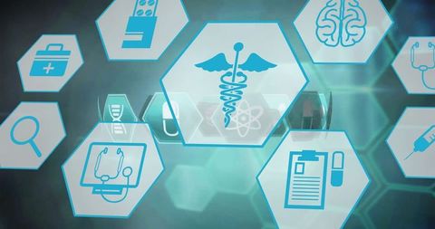 Futuristic Medical and Scientific Interface with Data Icons - Download Free Stock Images Pikwizard.com