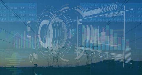 Digital visualization of electrical infrastructure at dusk