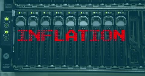 Inflation Concept Displayed Over Servers in Digital Interface - Download Free Stock Images Pikwizard.com