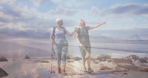 Senior Couple Hiking on Scenic Seaside Adventure