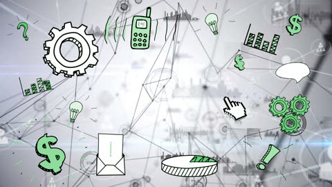 Digital Network and Business Icon Integration Background