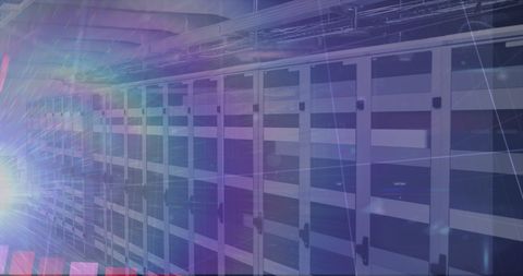 digital interface overlaying a modern server room data network - Download Free Stock Images Pikwizard.com