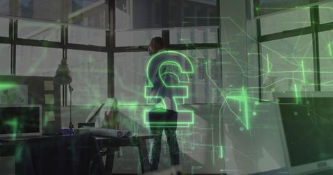 Business Executive Innovatively Analyzing Digital Pound Technology