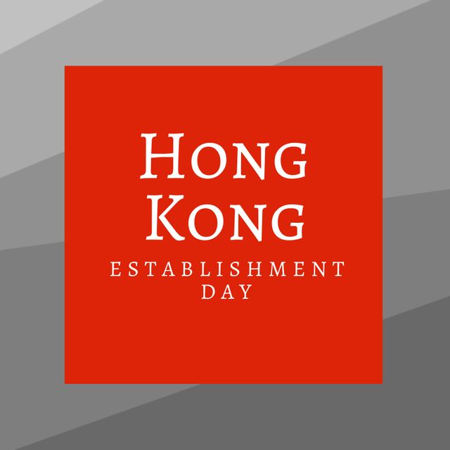 Hong Kong Establishment Day on Orange Square against Gray Background - Download Free Stock Templates Pikwizard.com