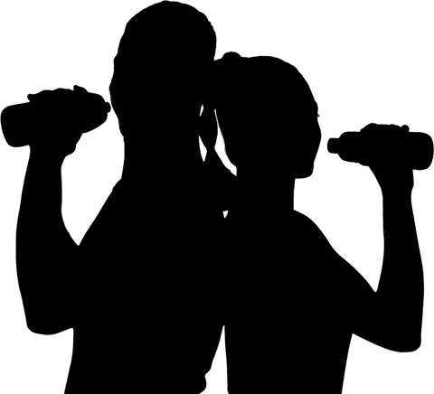 Transparent silhouette of man and woman with glasses