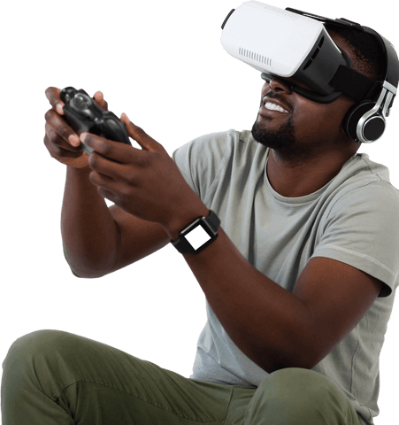 man gaming with vr headset and controller on transparent background - Download Free Stock Videos Pikwizard.com
