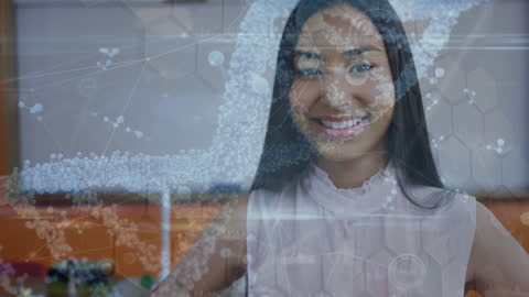 Asian Student with Floating DNA and Network Visual