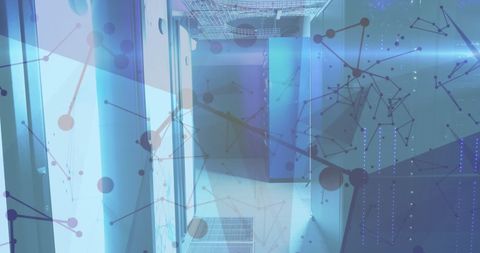 Futuristic Network Overlay on Data Center Aisle - Download Free Stock Images Pikwizard.com