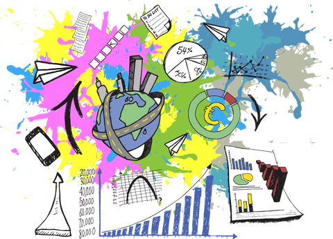 colorful business icons and charts on transparent background - Download Free Stock Videos Pikwizard.com