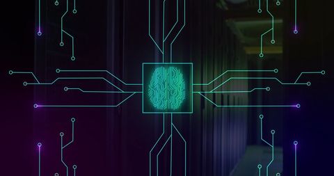 Illuminated Circuit Brain in Server Data Center - Download Free Stock Images Pikwizard.com