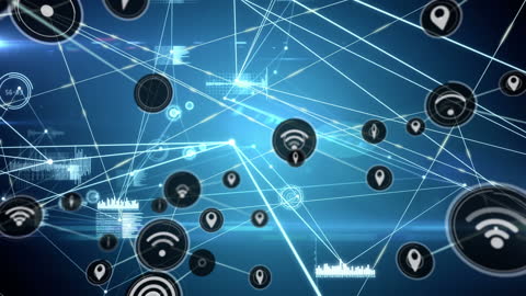 Digital Network with Global Connectivity Icons