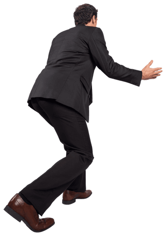 Businessman With Suit Posing Dramatically on Transparent Background