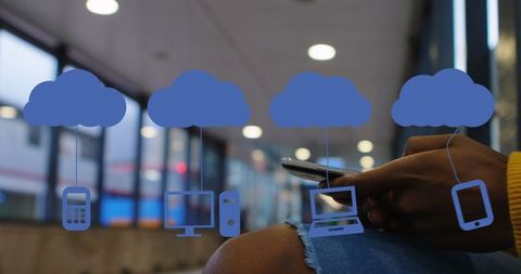 Cloud Computing Concept with Device Icons on Transparent Screen - Download Free Stock Images Pikwizard.com