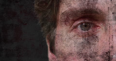 Abstract Digital Overlay on Man's Face with Geometric Patterns