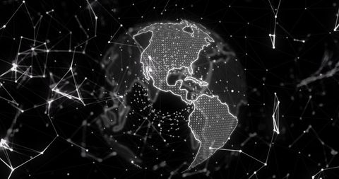 Digital Global Network with Light Connections on Black Background - Download Free Stock Images Pikwizard.com