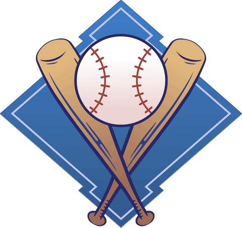 Baseball emblem with crossed bats on transparent background