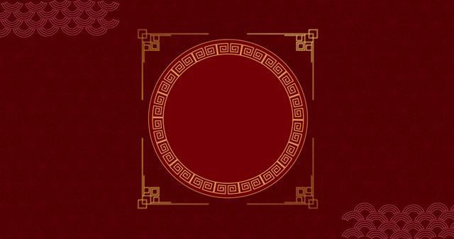 Elegant Chinese New Year Design with Gold Geometric Frame on Red Background - Download Free Stock Images Pikwizard.com