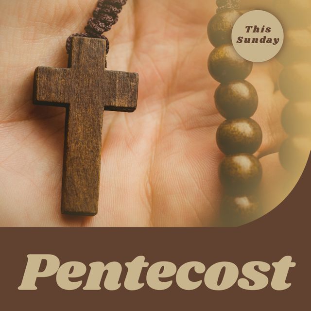 Pentecost Celebration Announcement with Cross and Rosary - Download Free Stock Templates Pikwizard.com