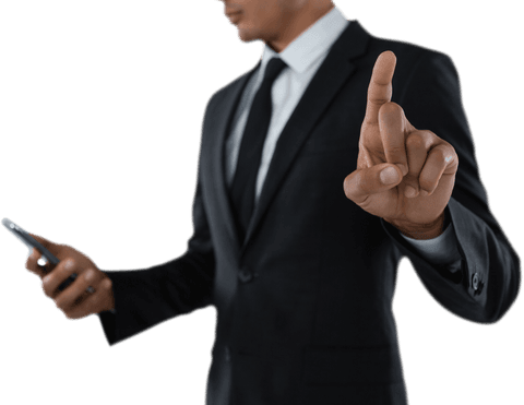 Transparent Businessman Using Smartphone and Gesturing in Suit - Download Free Stock Videos Pikwizard.com