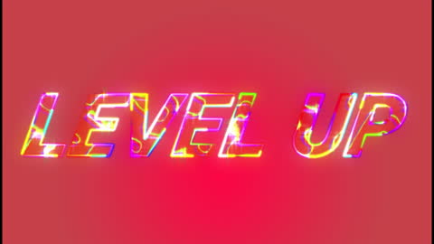 Colorful 'Level Up' Text Animation on Pink Background