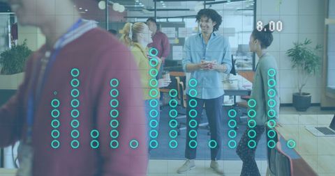 Financial Data Visualization with Diverse Professionals in Modern Office