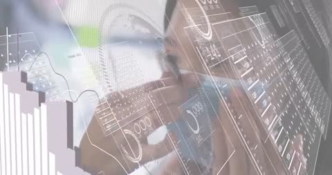 Woman Wearing Mask with Futuristic AR Health Monitoring Interface