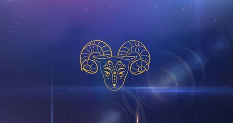 Aries zodiac symbol amidst glowing constellations