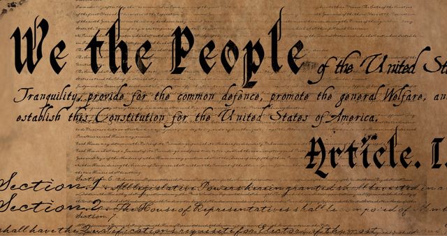 Historical United States Constitution Document Under Brown Paper Simulation - Download Free Stock Images Pikwizard.com