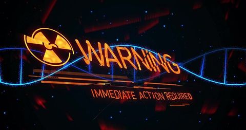 Futuristic holographic radiation warning alerting danger