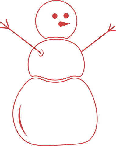 Red Snowman Outline on Transparent Background with Copy Space