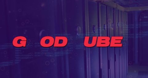 Good Vibes Text with Digital Data in Server Room