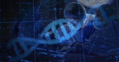 Futuristic surgery with dna technology overlay in operating room