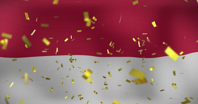 Golden Confetti Celebrating over Waving Monacan Flag - Download Free Stock Images Pikwizard.com