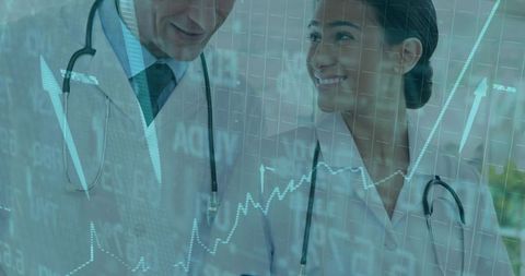 Doctors Reviewing Digital Data with Analytic Overlay