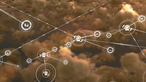 Digital Network Connections Over Clouds Symbolizing Cloud Computing