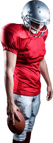 Transparent American Football Player Posing with Ball