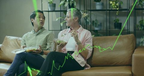 Friends Enjoying Healthy Salad at Home with Growth Concept