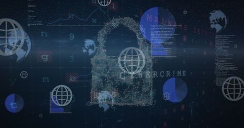 digital interface displaying cybersecurity elements and data streams - Download Free Stock Images Pikwizard.com